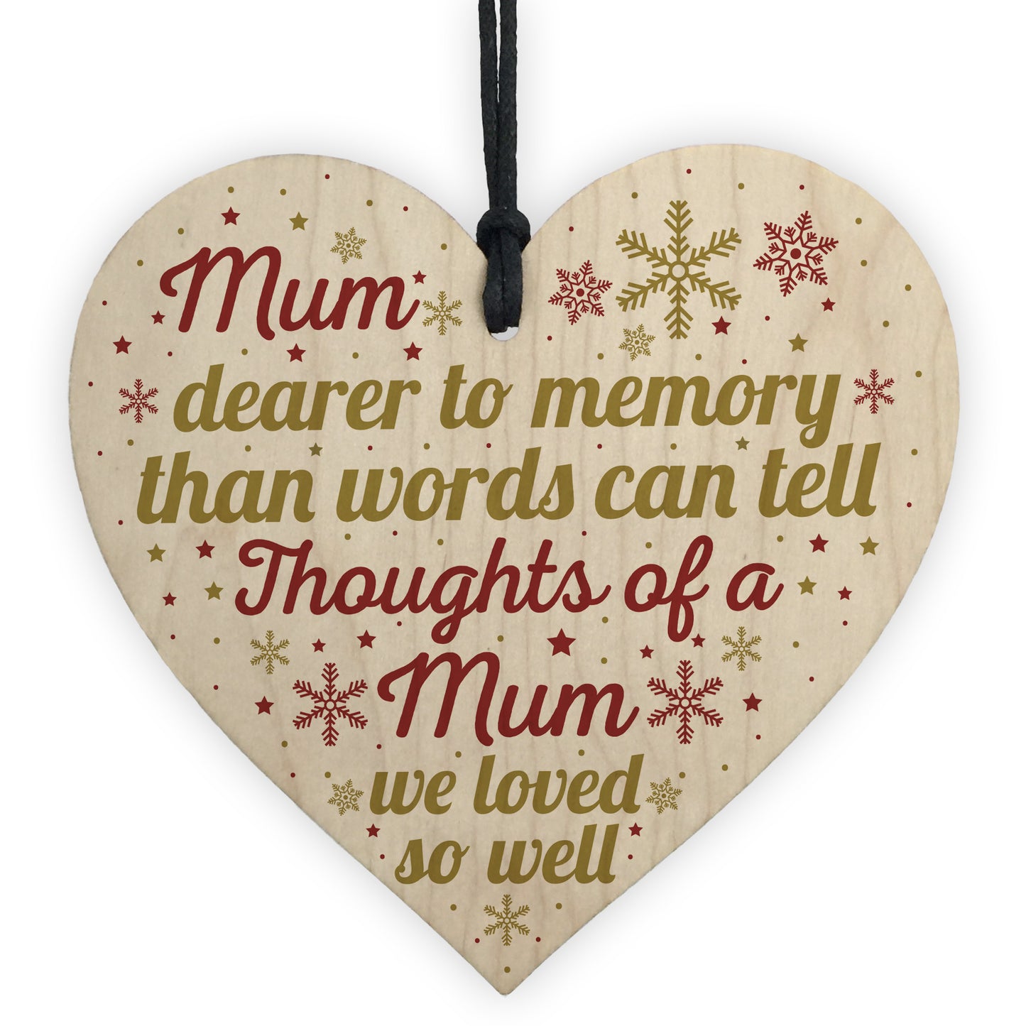 Mum Memorial Christmas Tree Bauble Grave Wooden Hanging Heart