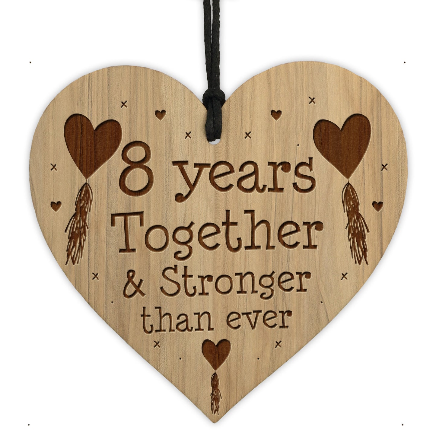 8th Anniversary Gift For Him Her Engraved Heart Husband Wife