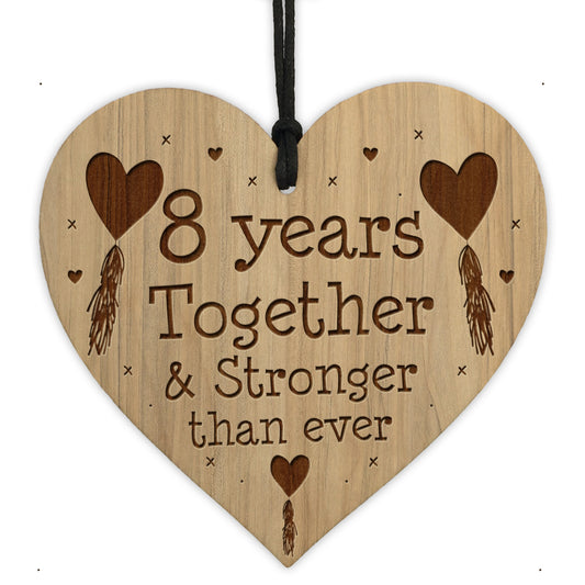8th Anniversary Gift For Him Her Engraved Heart Husband Wife