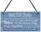 Hot Tub Rules Novelty Hanging Garden Shed Plaque Jacuzzi Pool