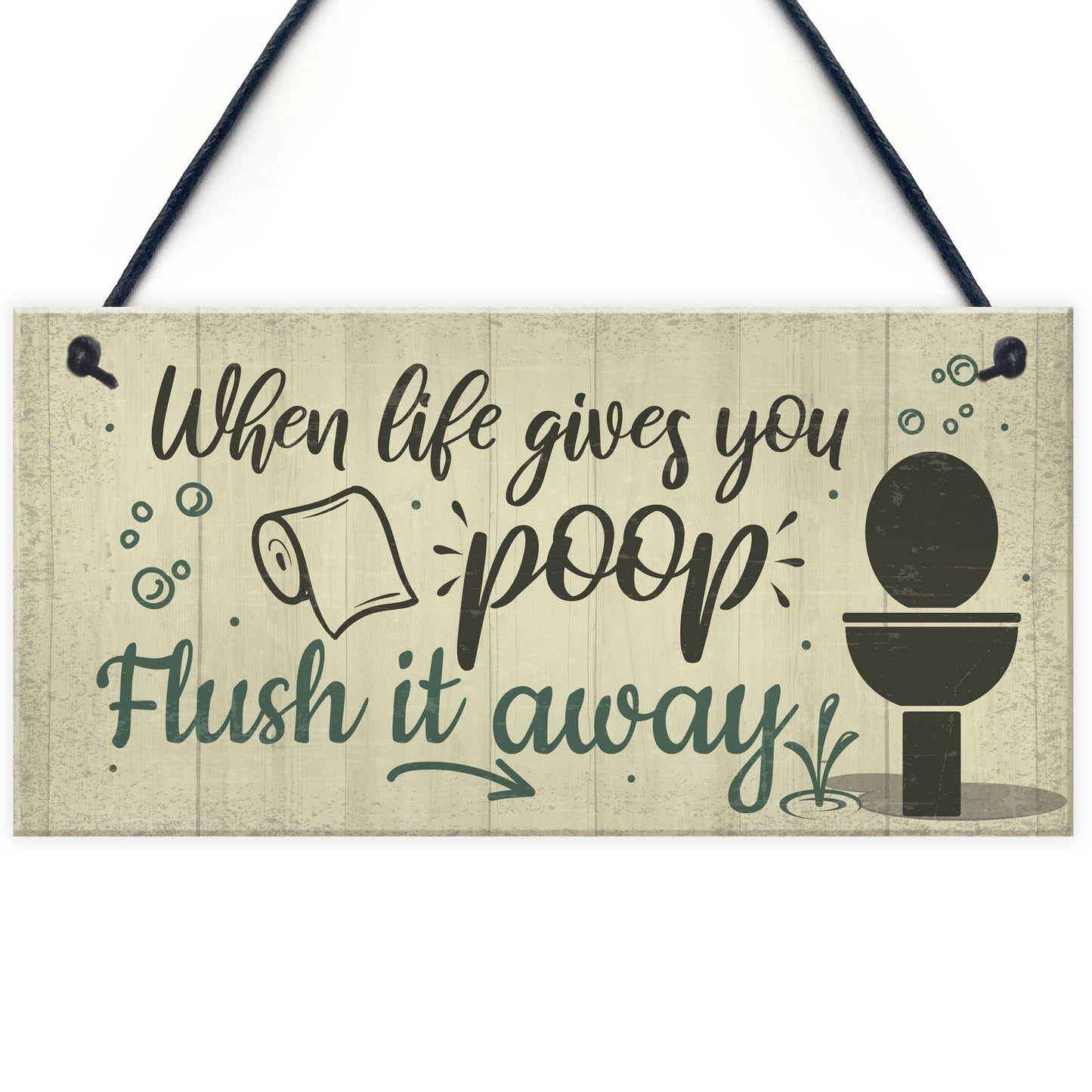 Bathroom Sign Shabby Chic Funny Poop Toilet Loo Door Sign Home