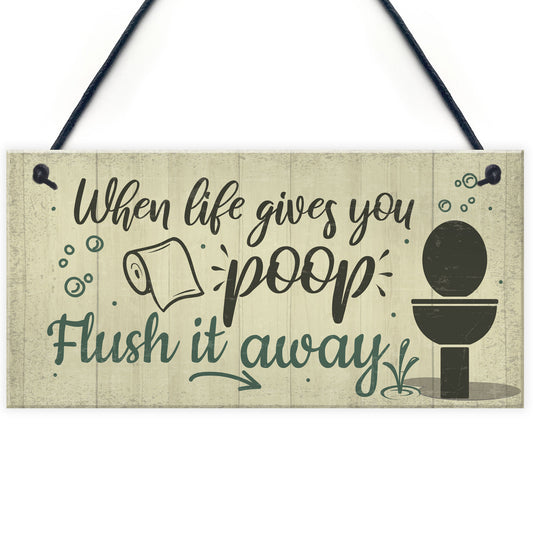 Bathroom Sign Shabby Chic Funny Poop Toilet Loo Door Sign Home