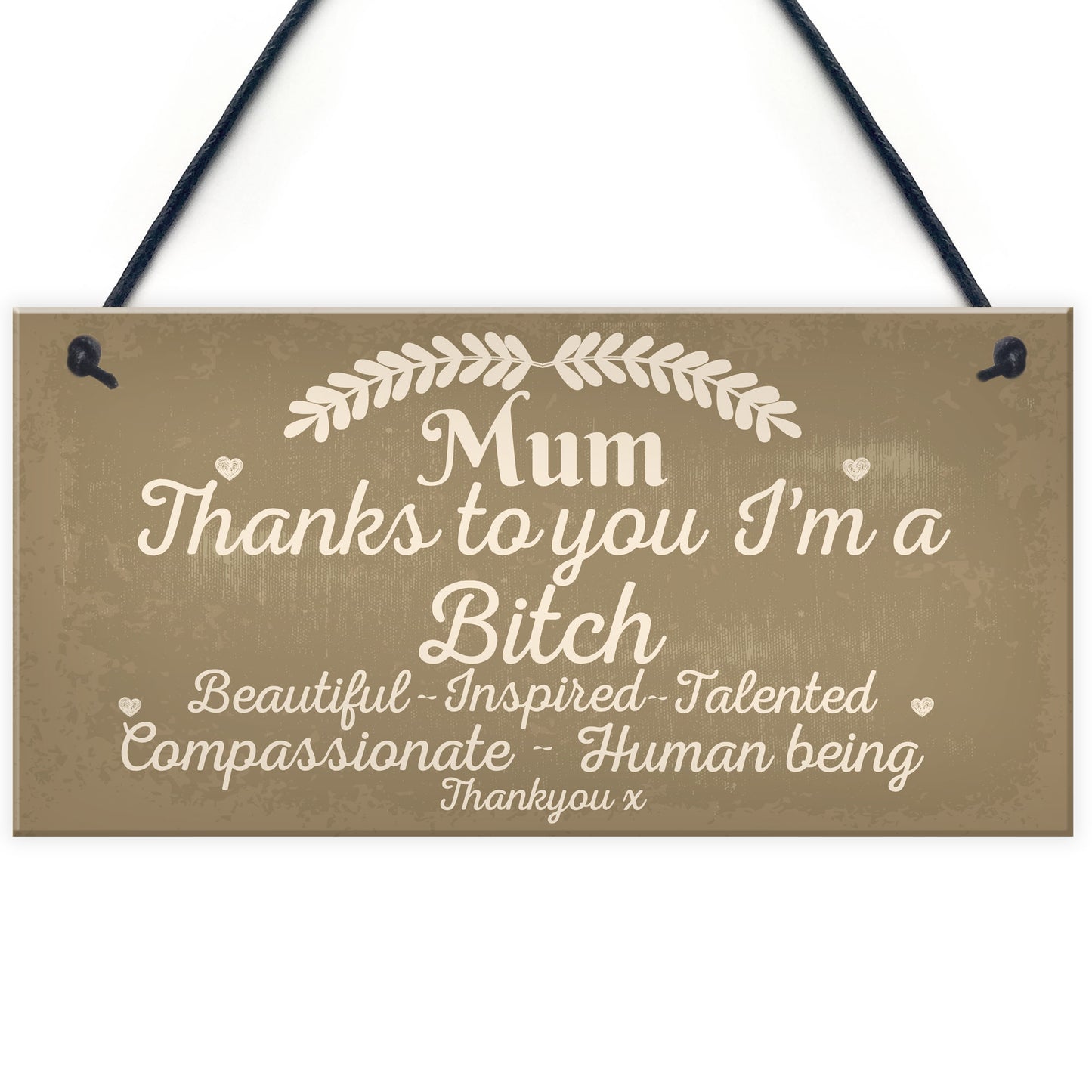 Mum Thanks To You I'm A Bitch Hanging Signs Mothers Day Plaques