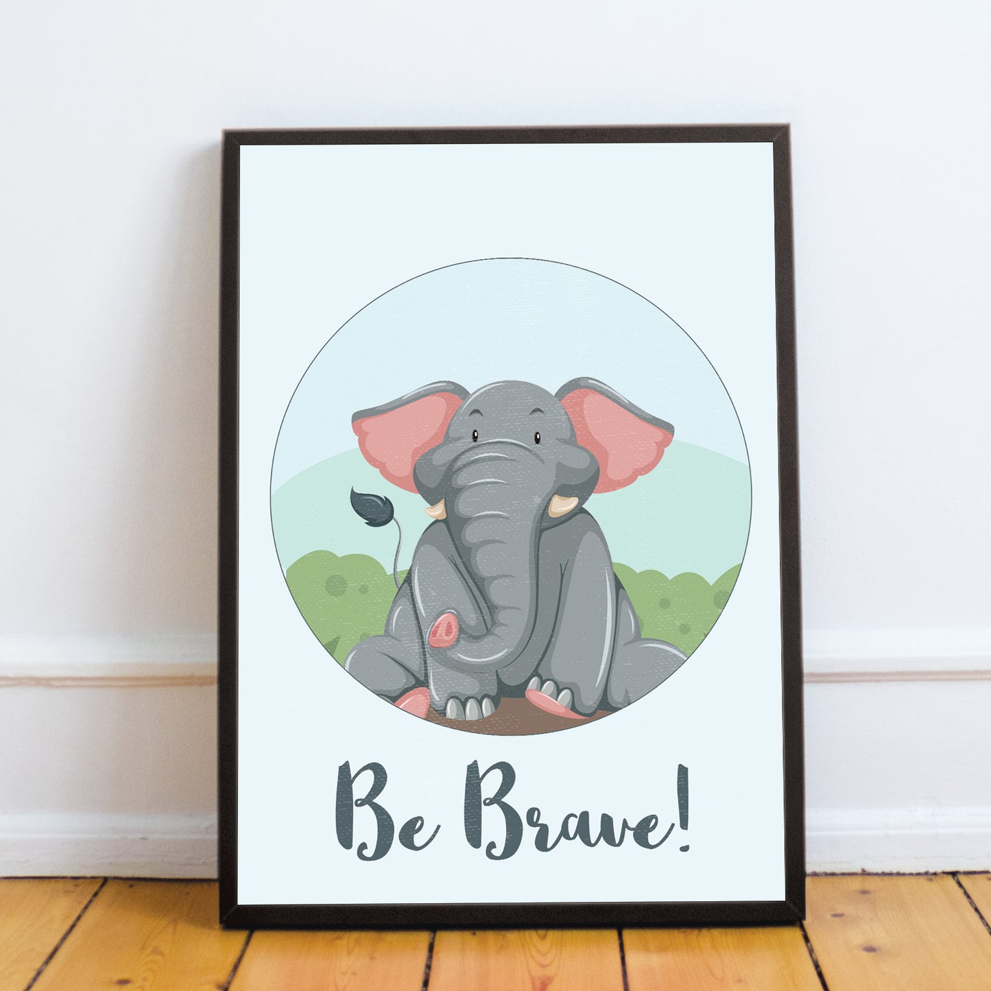 Framed Animal Elephant Print For Nursery Nursery Wall Art Decor