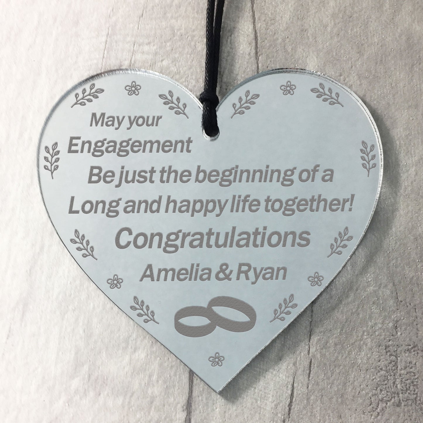 Engagement Personalised Gift Congratulations Engraved Mirror