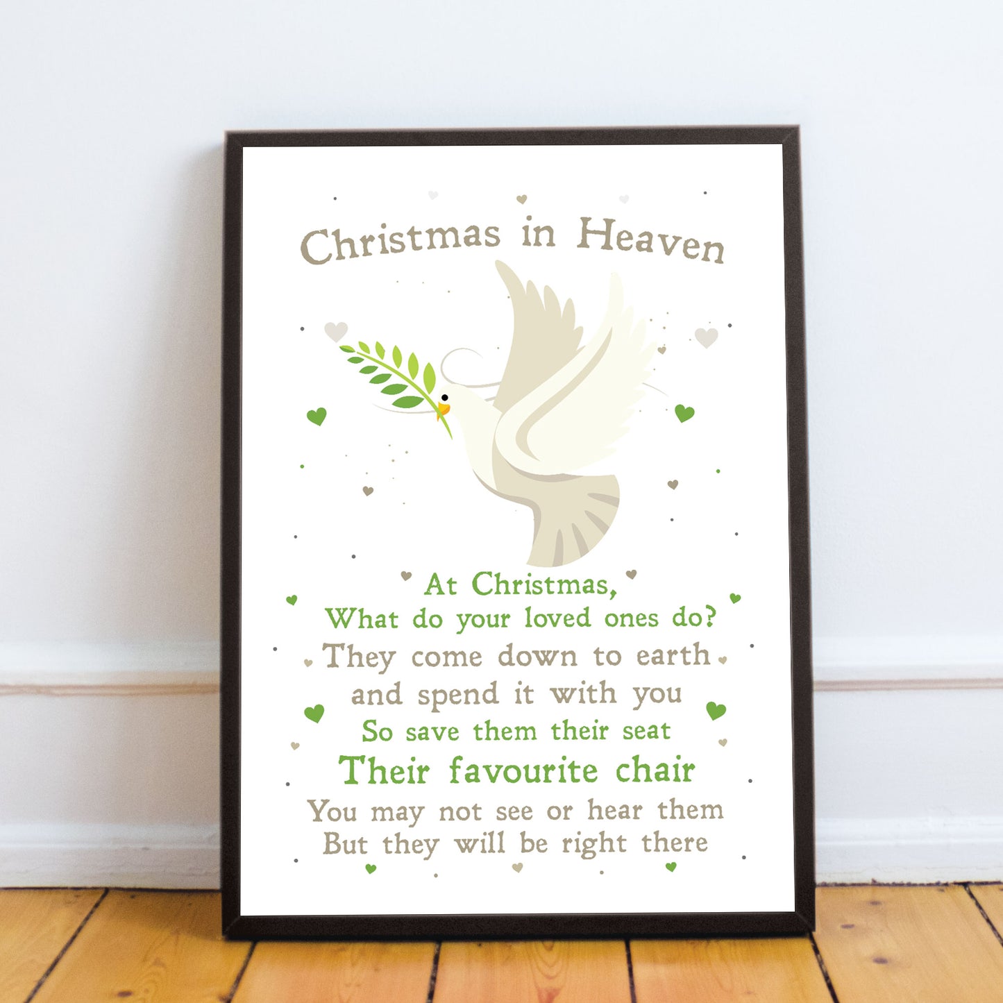 Christmas In Heaven Xmas Decoration Memorial Quote Poem Framed