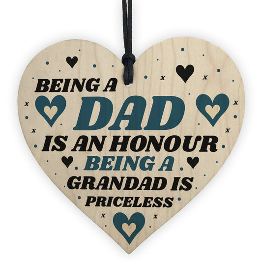 Gift For Dad Grandad Wood Heart Birthday Christmas Gift Thankyou