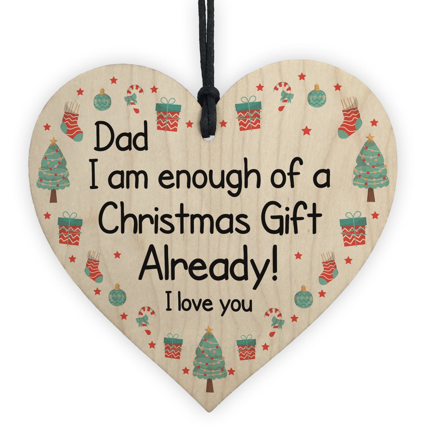 Funny Dad Christmas Gift From Daughter Son Novelty Wood Heart