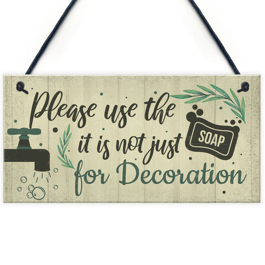 Bathroom Sign Shabby Chic Funny Toilet Sink Loo Hanging Plaque