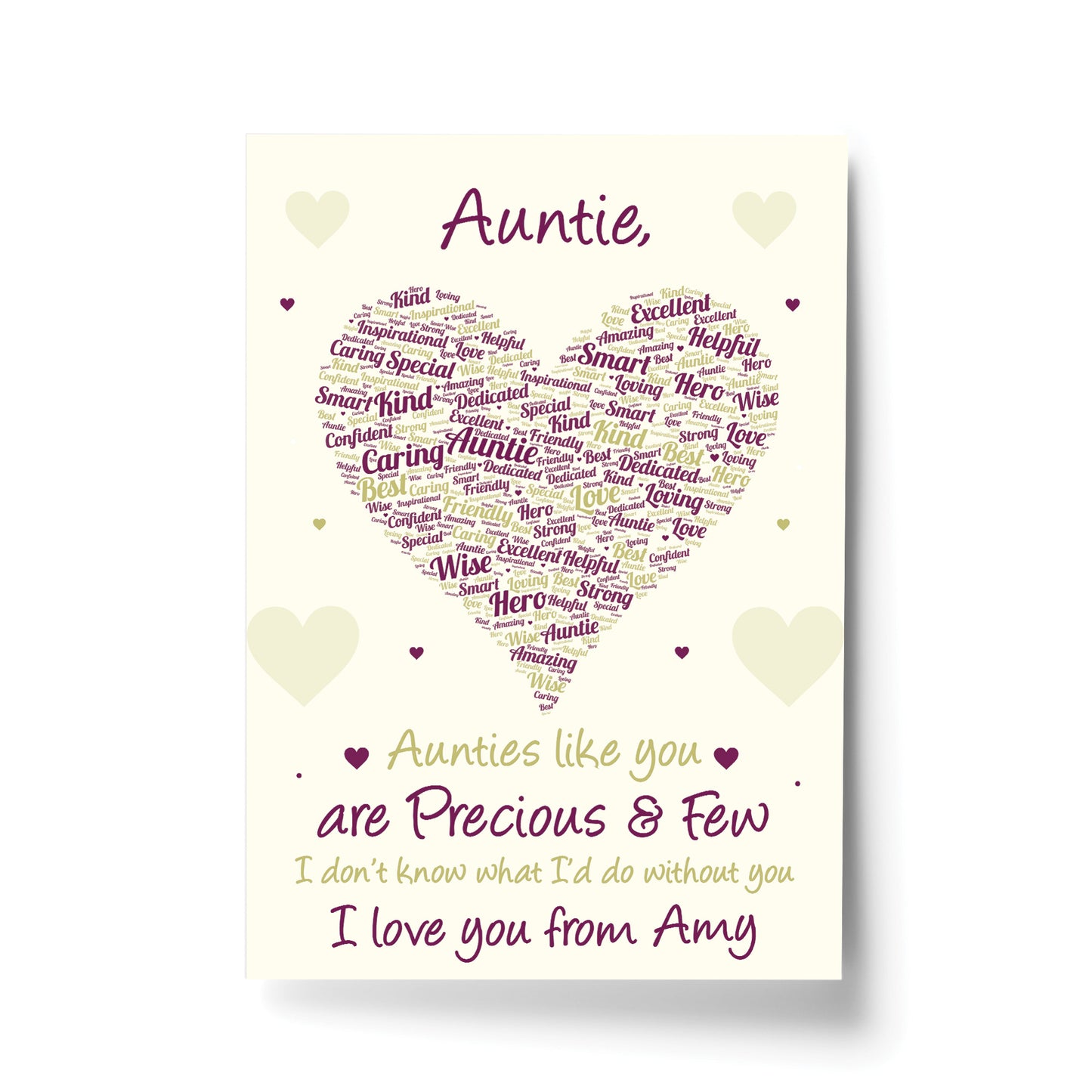 Auntie Poem Word Art Print Birthday Xmas Gift From Niece Nephew