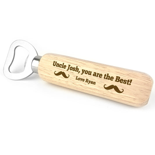 Quirky Gift For Uncle Birthday Fathers Day Wooden Bottle Opener