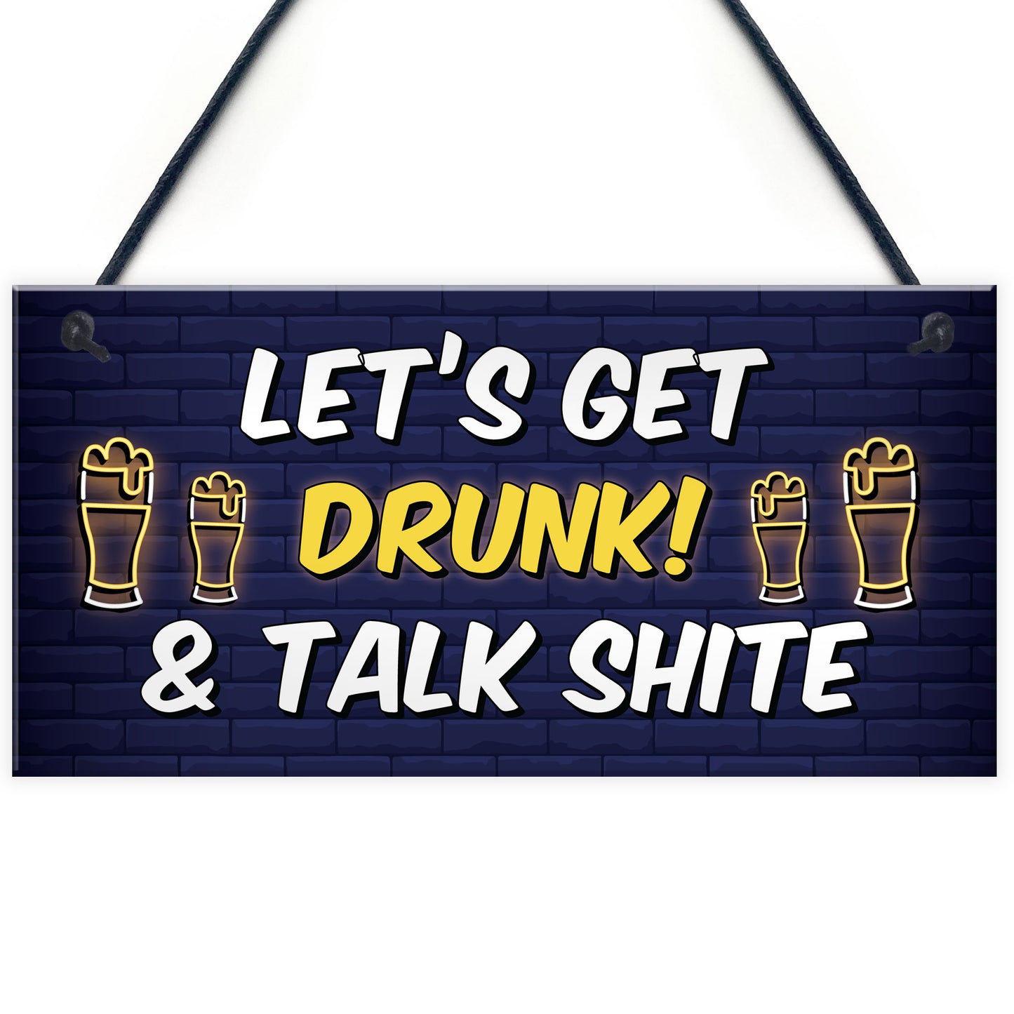 Funny Lets Get Drunk Hanging Home Bar Sign Alcohol Gift Beer