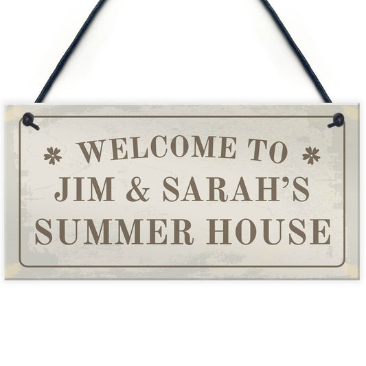 Personalised Hanging Summer House Sign Garden Shed Home