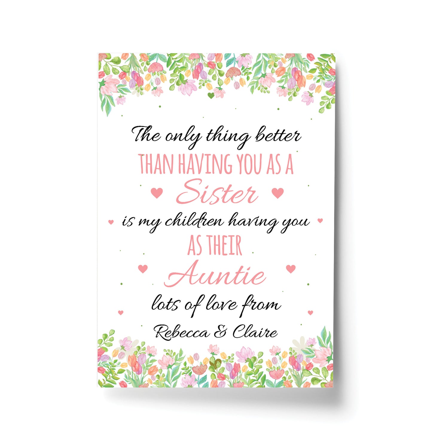 Personalised Auntie Gift Print Birthday Xmas Gift For Auntie