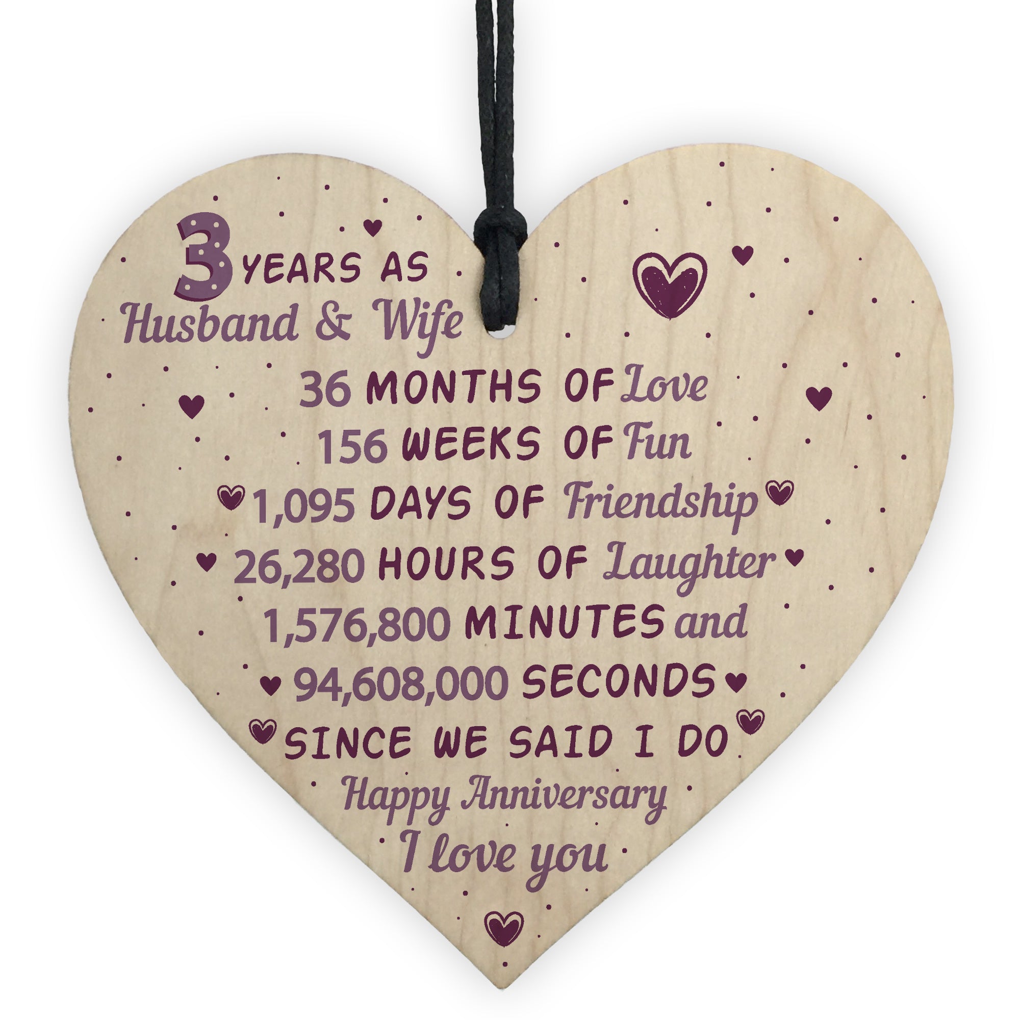 3rd Wedding Anniversary Gift Wooden Heart Leather Gift – Red Ocean