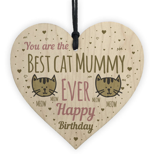 Best Cat Mummy Funny Mum Birthday Gifts Wood Heart Humour Cat