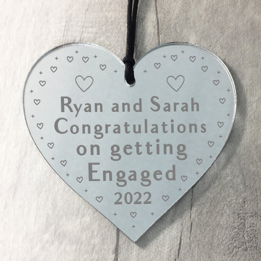 Engagement Gift Personalised Engraved Heart Congratulations Gift