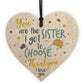 Best FRIEND Sister Gifts Wooden Heart Christmas Friendship Gift