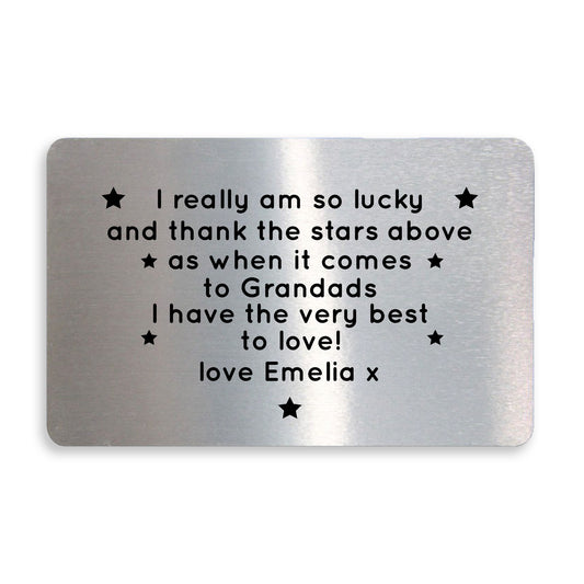 Special Grandad Gift Poem Personalised Metal Card Birthday Xmas