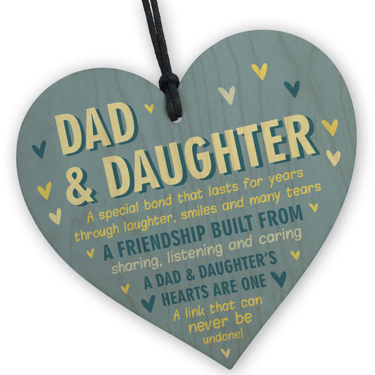Dad And Daughter Gifts Wood Heart Sign Fathers Day Gift Birthday