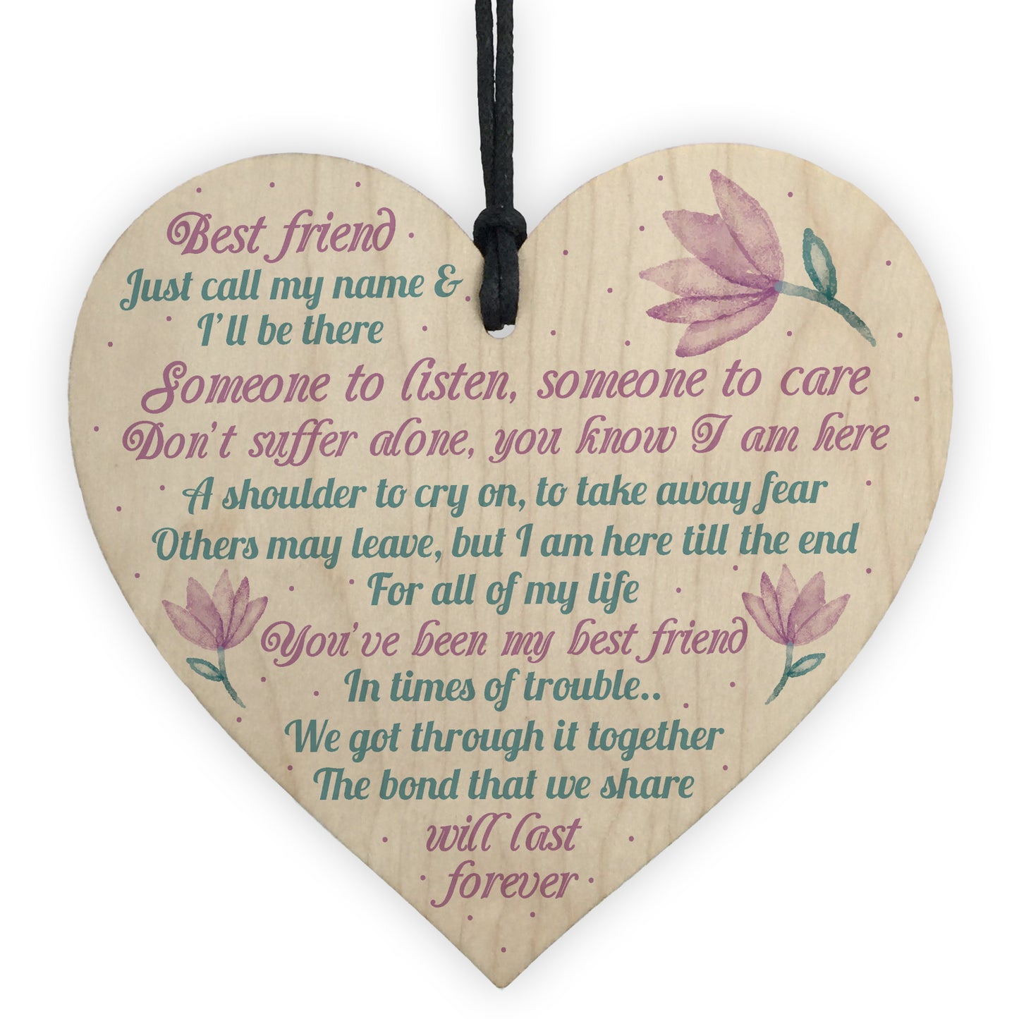 Inspirational Friendship Gift Wooden Heart Plaque Thank You Gift