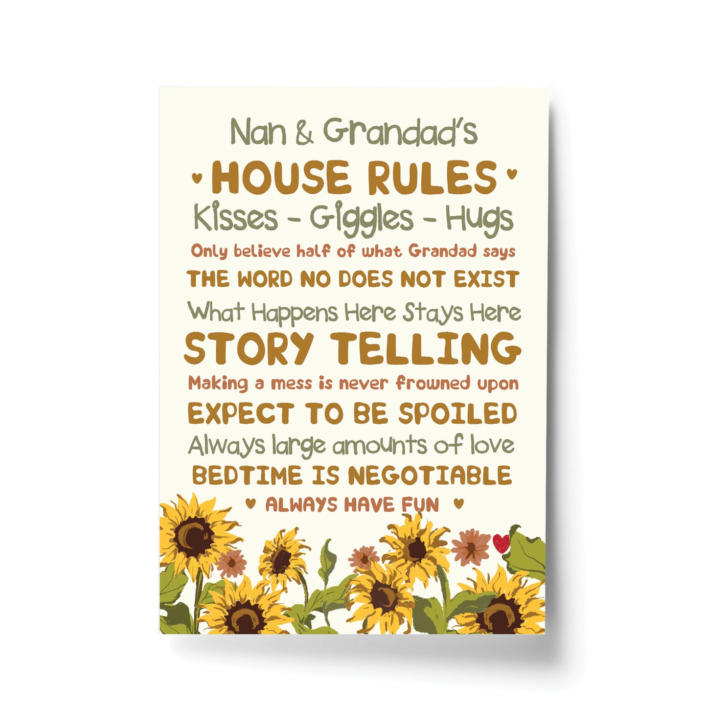 Nan And Grandad Gifts Wall Print Nan Grandad Birthday Christmas