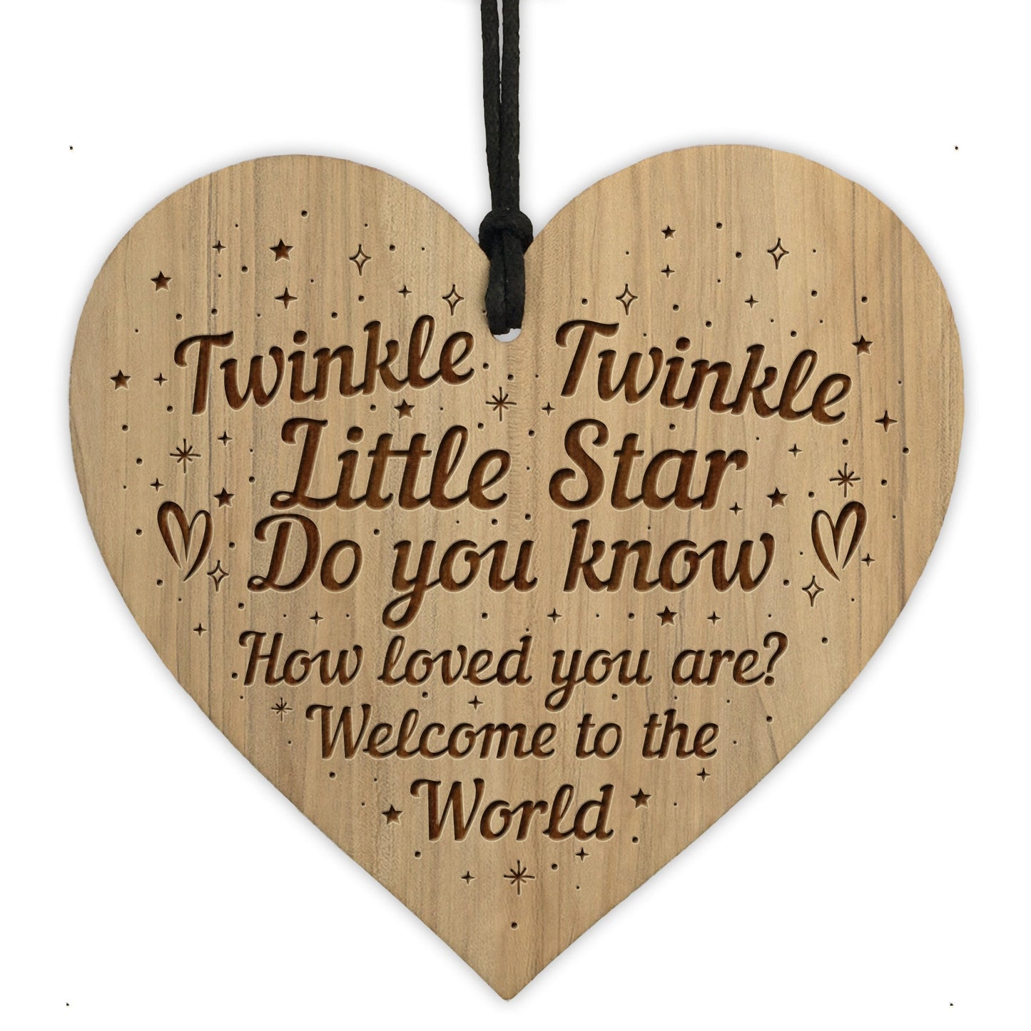 New Baby Gift Daughter Son Gift Wood Engraved Heart Nursery