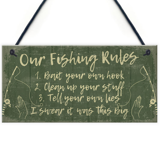 Funny Fishing Gift Fishing Rules Sign Garden Shed Man Cave Sign