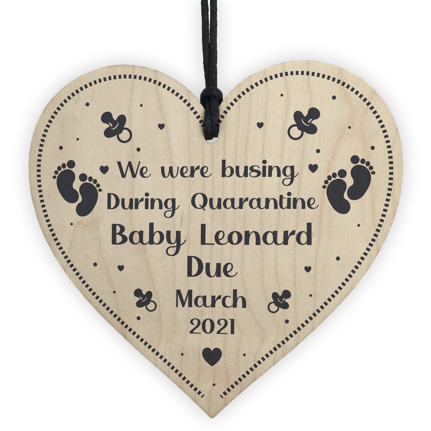 Funny Quarantine Baby Annoucement Gift Wood Heart Baby Gift