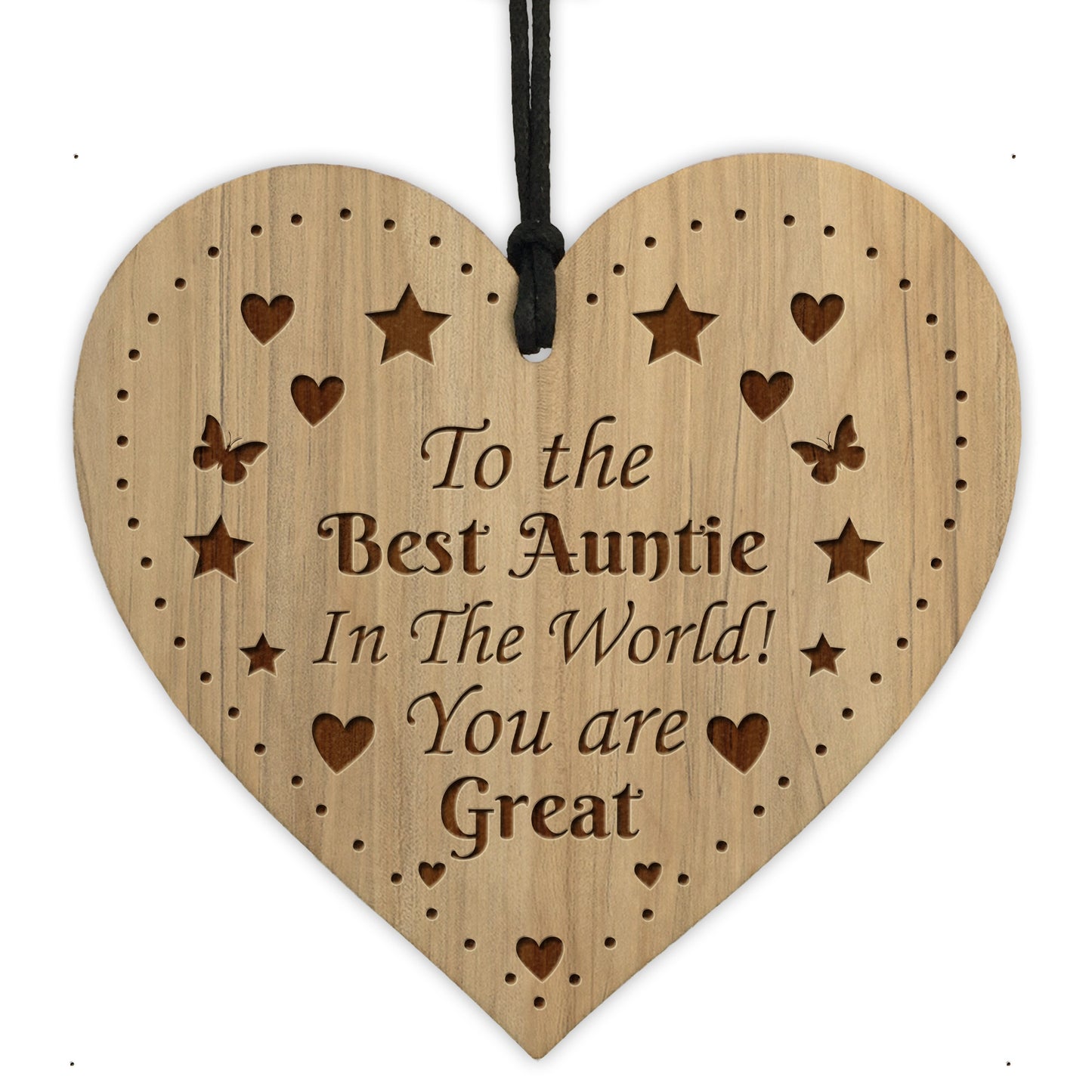 Best Auntie The World Gift From Niece Nephew Wood Heart