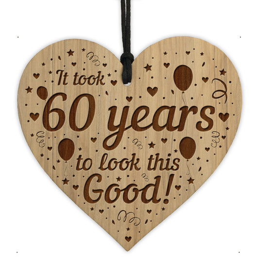 Funny 60th Birthday Gift For Him Her Wood Heart 60th Birthday