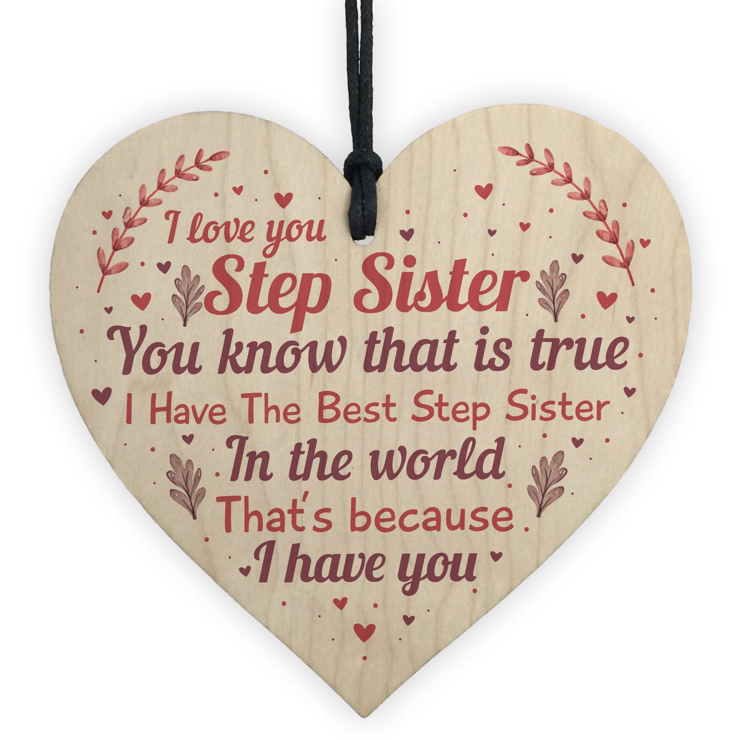 Step Sister Plaque Wood Heart Sign Step Sister Birthday Presents