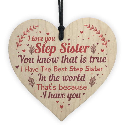 Step Sister Plaque Wood Heart Sign Step Sister Birthday Presents