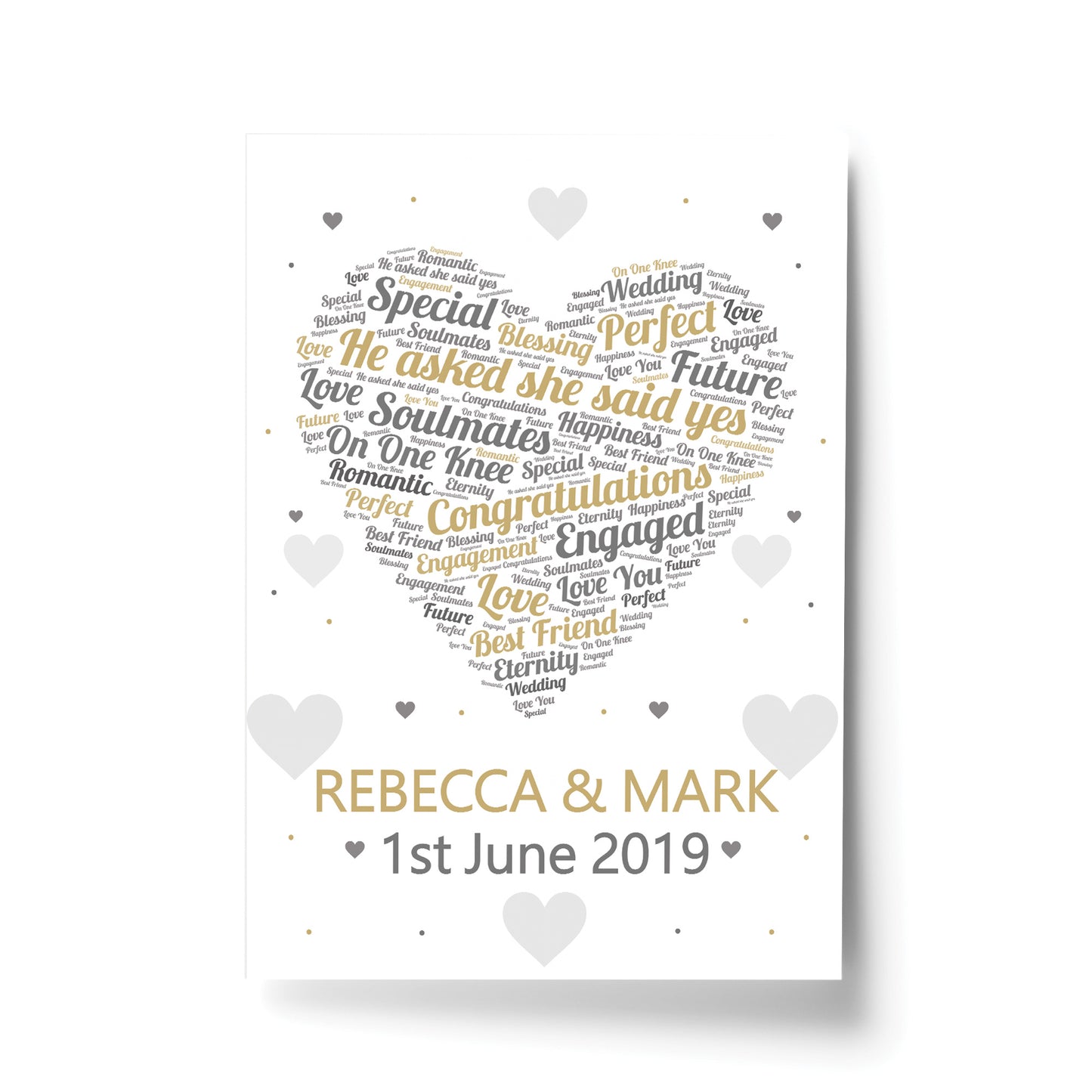 Engagement Gift Personalised Keepsake Print Engagement Present