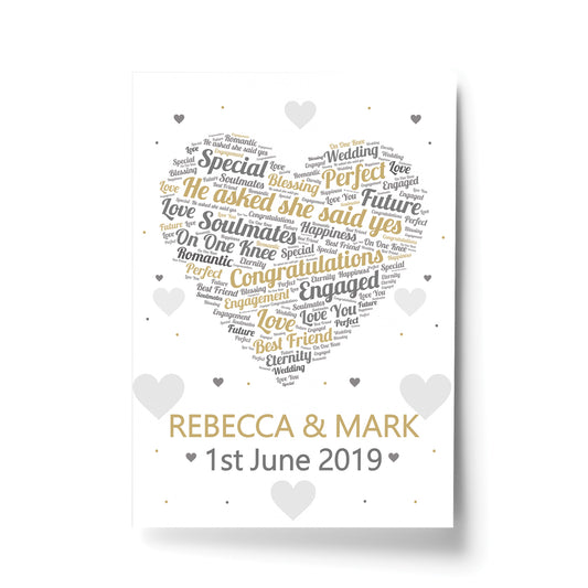 Engagement Gift Personalised Keepsake Print Engagement Present