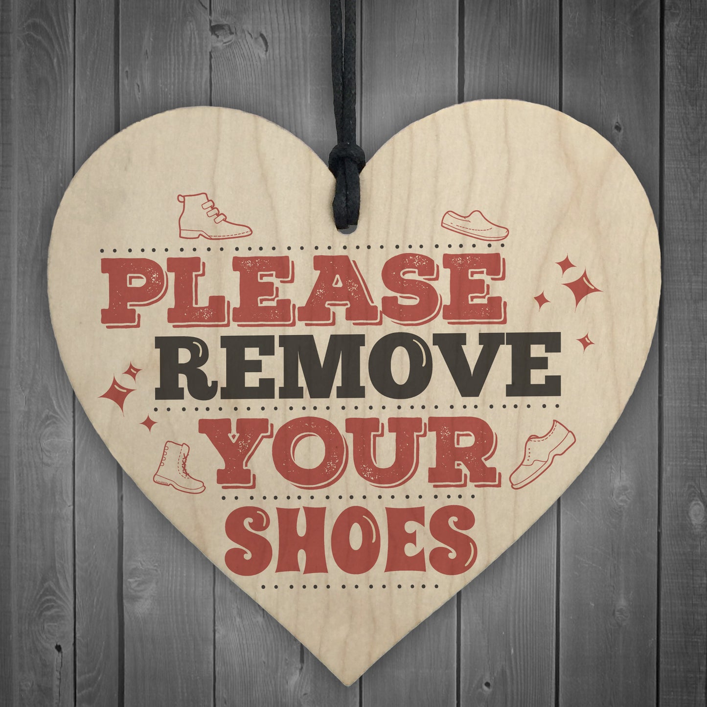 Please Remove Shoes Porch Hanging Door Sign Wooden Heart Plaque