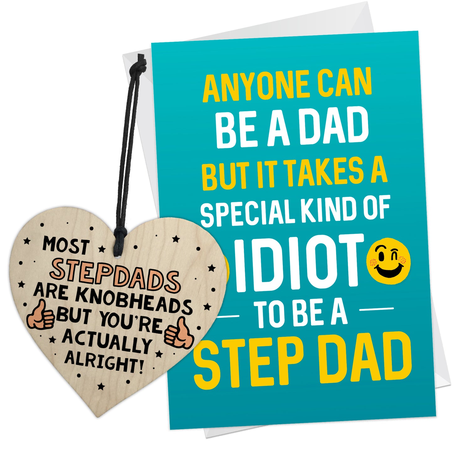 Step Dad Gifts Wood Heart Birthday Card For Step Dad Fathers Day