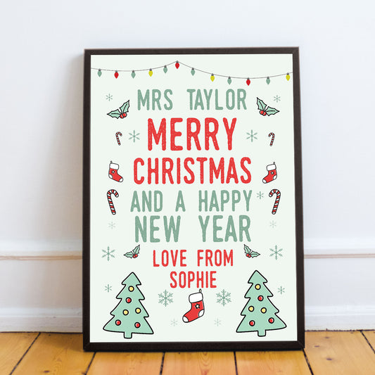 Christmas Gift For Teacher Teaching Assistant PERSONALISED Gift