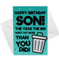 Funny Birthday Card For Son Lockdown Design Novelty Card