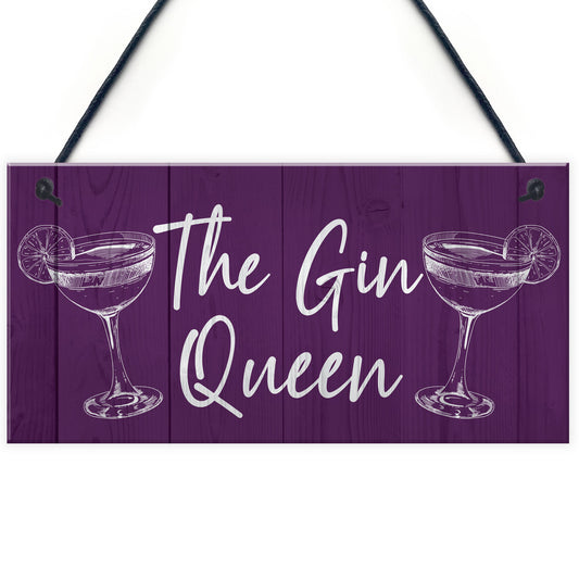 Funny Gin Gift For Friend Gin Queen Sign For Home Bar Garden