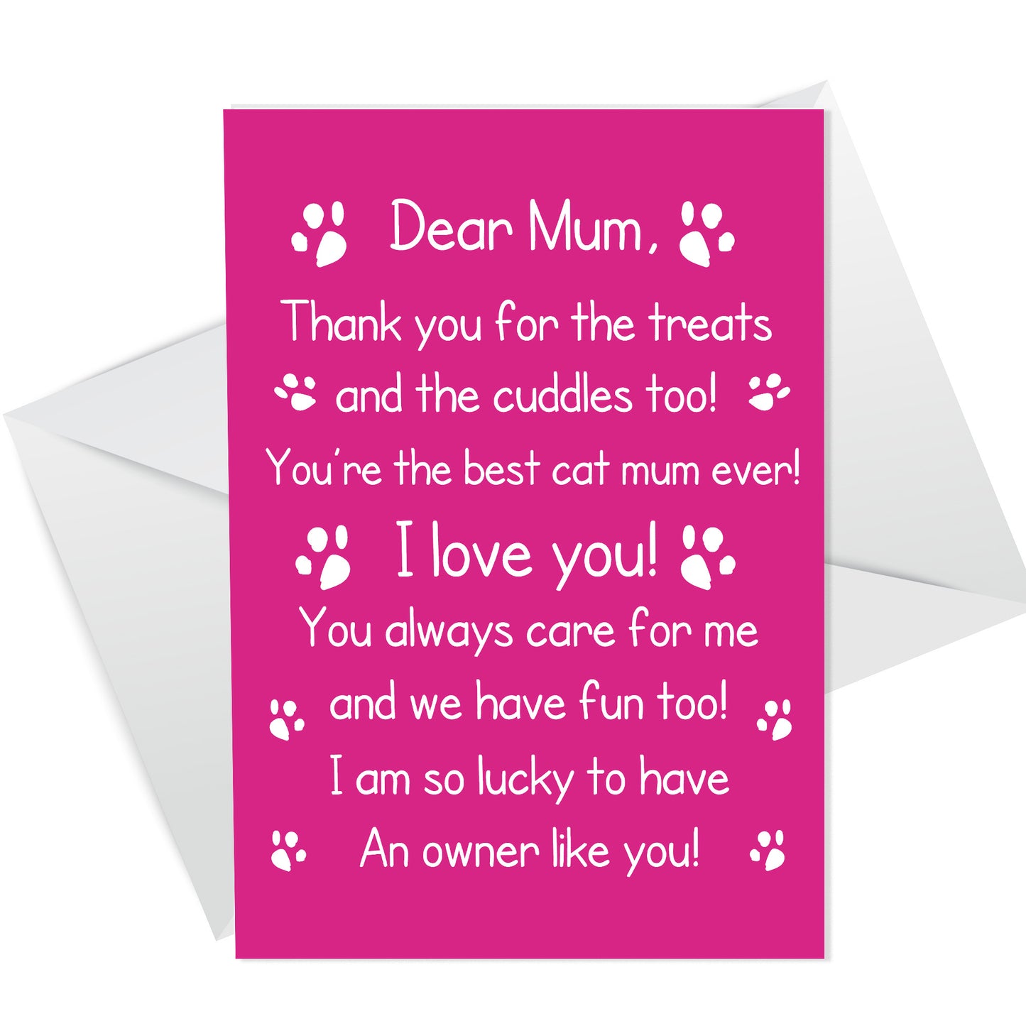 Funny Birthday Mothers Day Card For Mum From The Cat Poem