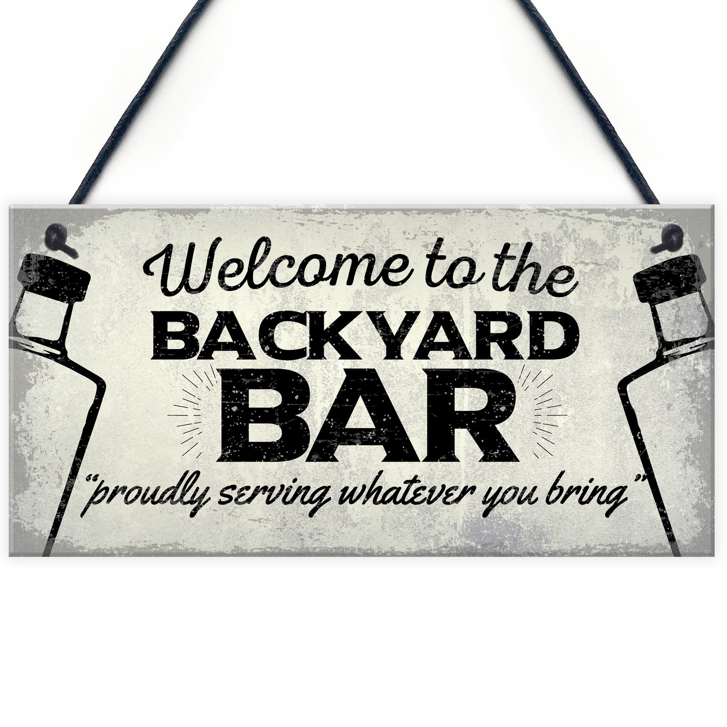 Backyard Bar Garden Plaque Alcohol Man Cave Vintage Beer Gin