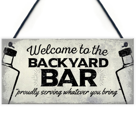 Backyard Bar Garden Plaque Alcohol Man Cave Vintage Beer Gin