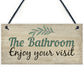 Bathroom Toilet Welcome Chic Sign Novelty Wall Door Plaque Decor