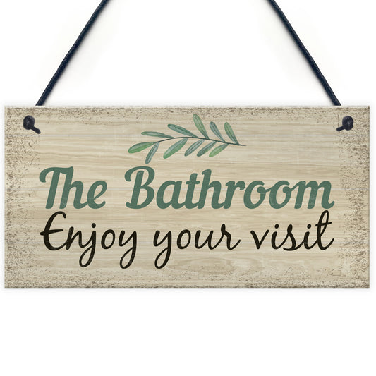 Bathroom Toilet Welcome Chic Sign Novelty Wall Door Plaque Decor