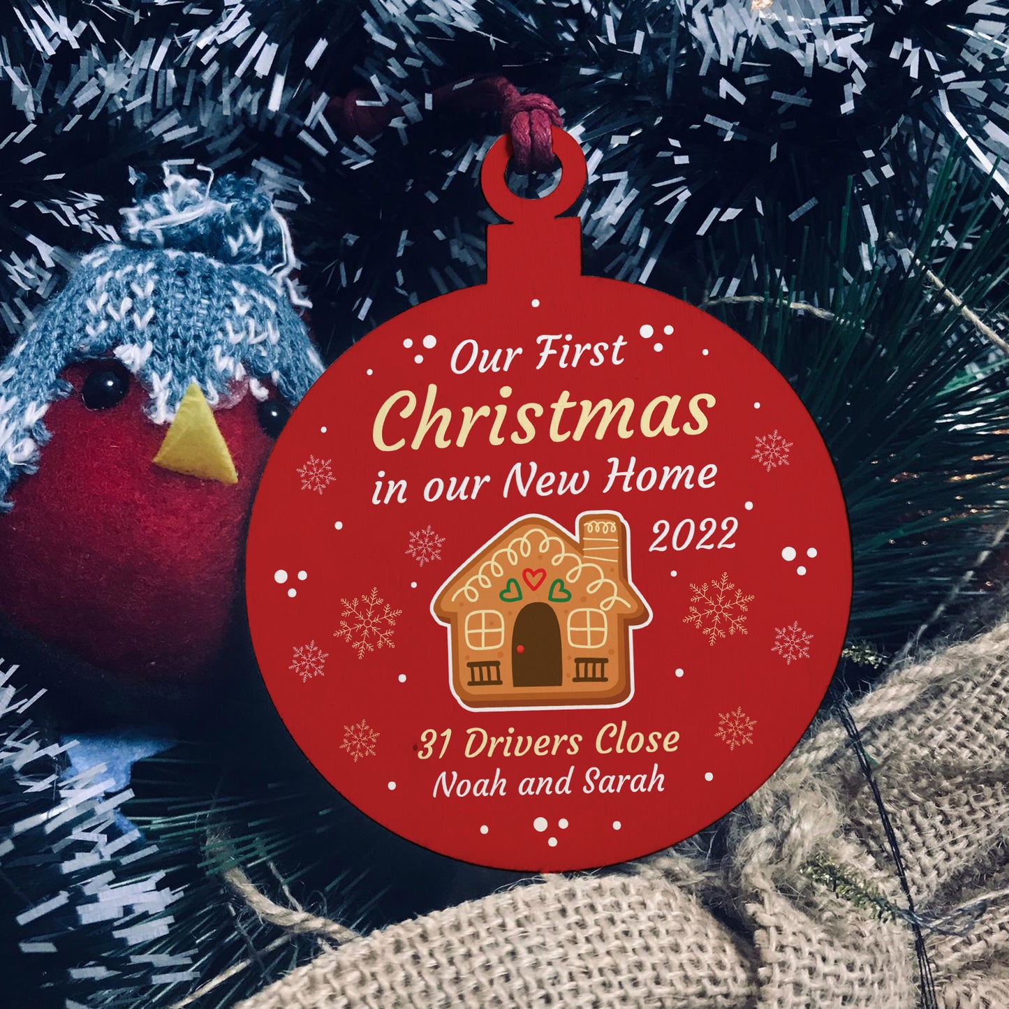 First 1st Christmas In Our New Home Personalised Wood Decoration