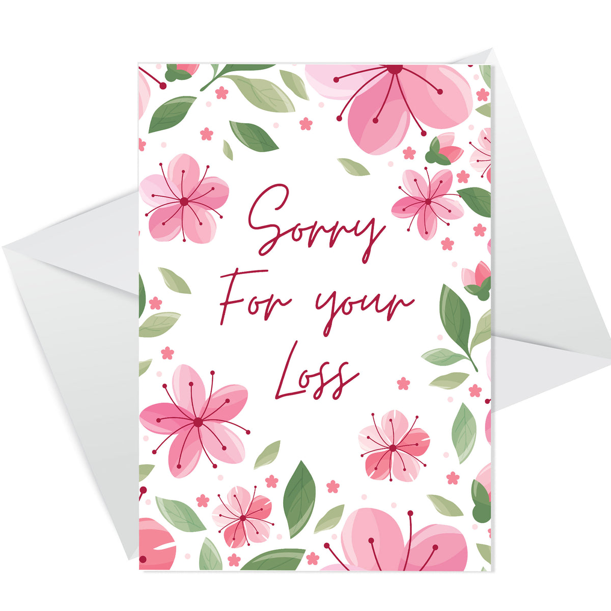 Sorry For Your Loss Sympathy Pink Floral Condolences Card