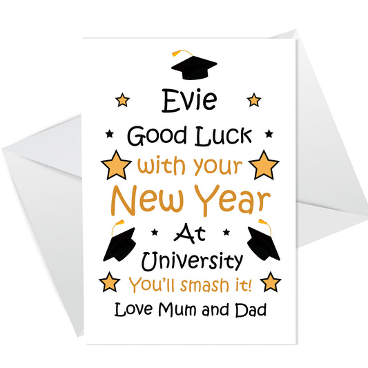 Back To University Good Luck Card For Daughter Son Personalised