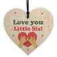 Little Sister Gift Wood Heart Birthday Christmas Gift For Sister