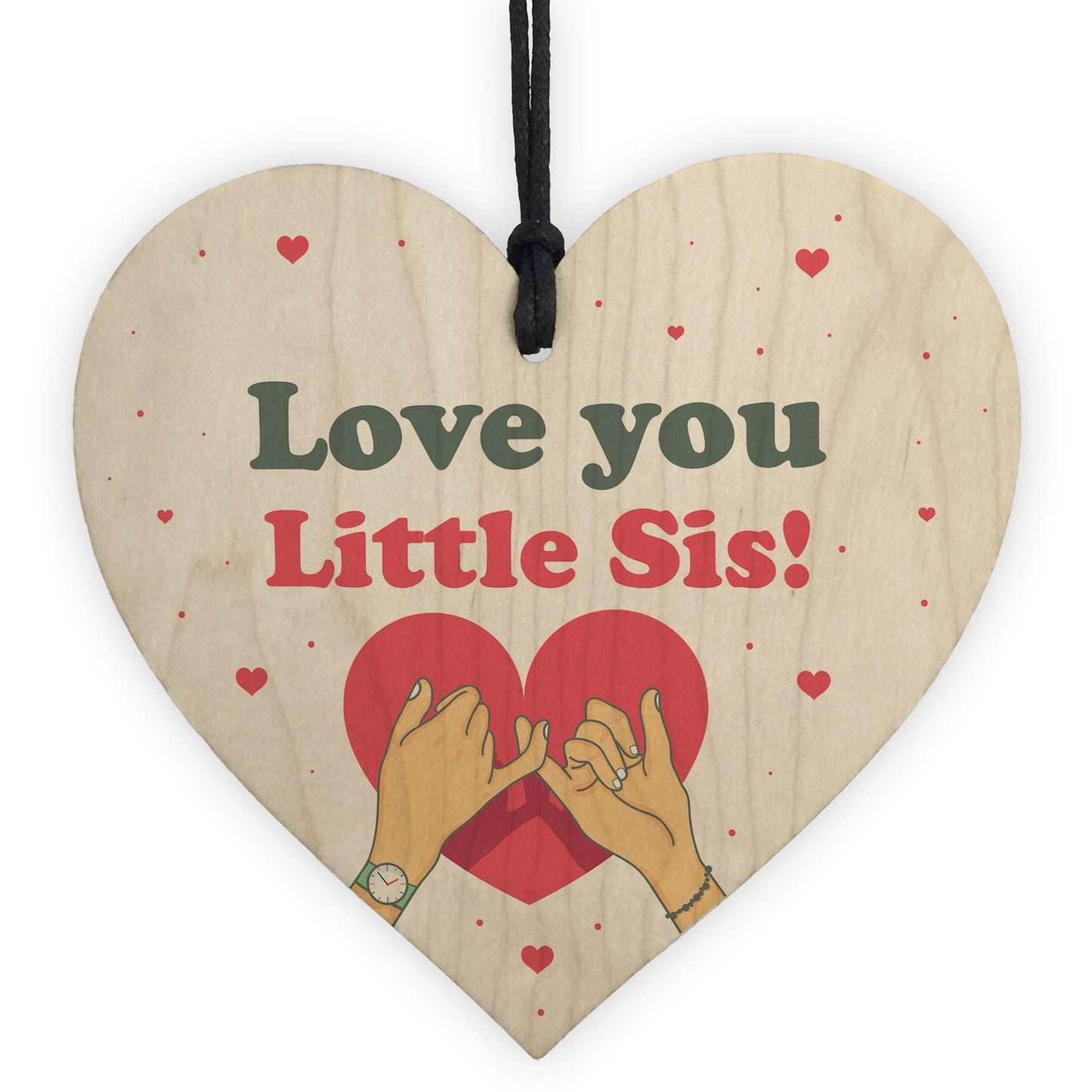 Little Sister Gift Wood Heart Birthday Christmas Gift For Sister